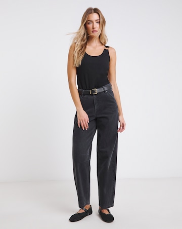 Simply Be Black Ribbed Vest with Metal Trim