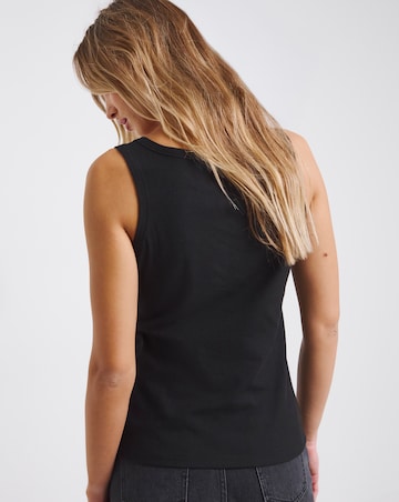 Simply Be Black Ribbed Vest with Metal Trim