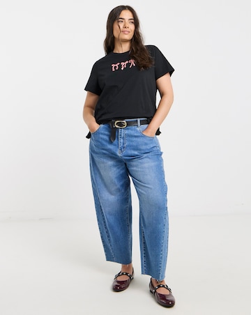 Black Embroidered Bow T-Shirt