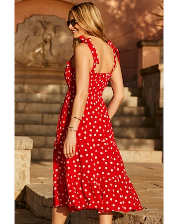 Sosandar Tie Shoulder Printed Dress