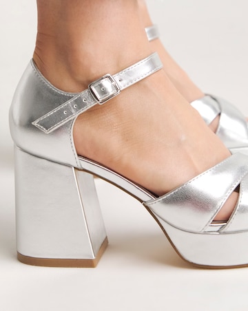 Mia Cross Front Platform Heeled Sandals Standard D Fit
