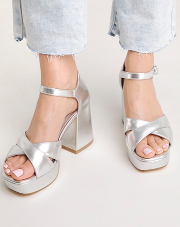 Mia Cross Front Platform Heeled Sandals Standard D Fit