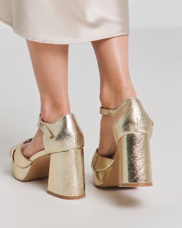 Mia Metallic Cross Front Platform Heeled Sandals Extra Wide EEE Fit