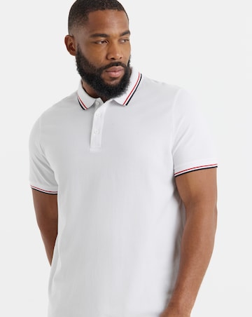 Pure Cotton Pique Tipped Polo- White