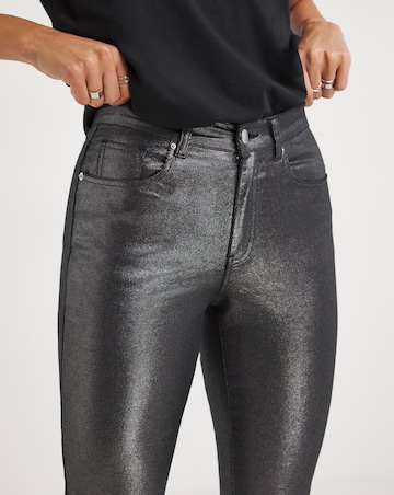 Pewter Metallic Slim Leg Jean