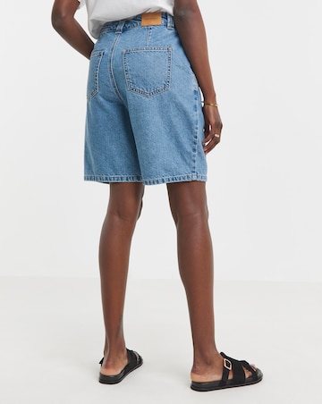 Pure Cotton Mid Blue Drape Bermuda Short