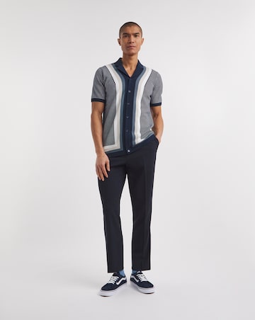 Navy Pattern Knitted Polo