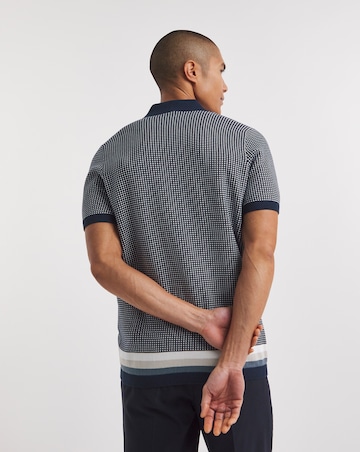 Navy Pattern Knitted Polo