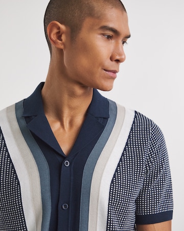 Navy Pattern Knitted Polo