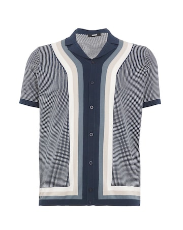 Navy Pattern Knitted Polo