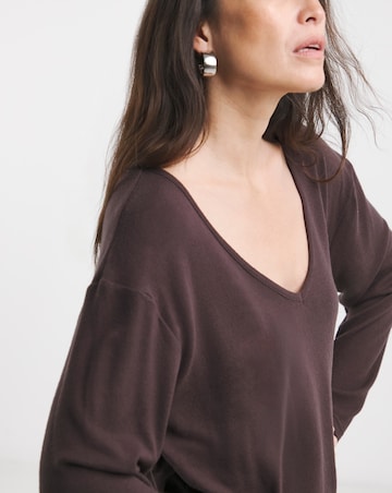 Chocolate V Neck Soft Touch Longline Top