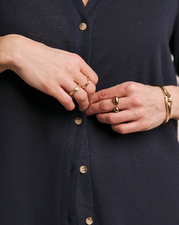 Anthology Collared Short Sleeve Button Front Linen Top