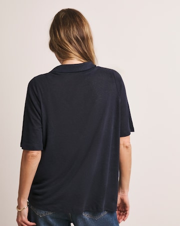 Anthology Collared Short Sleeve Button Front Linen Top