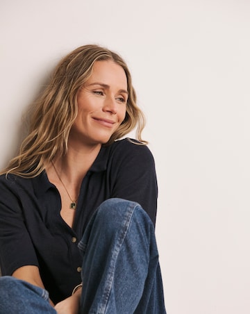 Anthology Collared Short Sleeve Button Front Linen Top