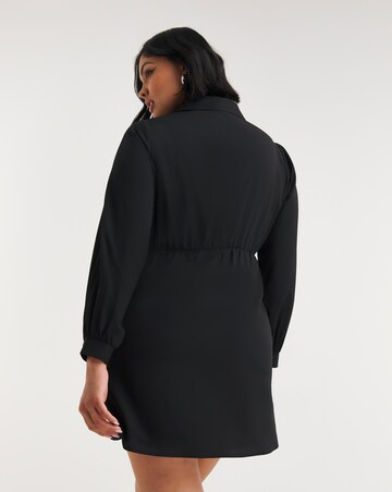 Black Wrap Skirt Shirt Dress