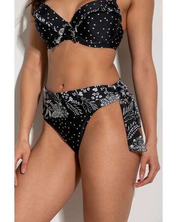 Pour Moi Getaway Foldover Tie Bikini Brief Black/White