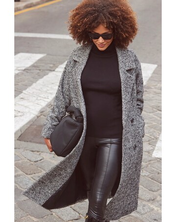 Sosandar Herringbone Mixed Wool Coat