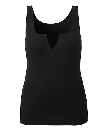 Black Notch Front Ribbed Vest