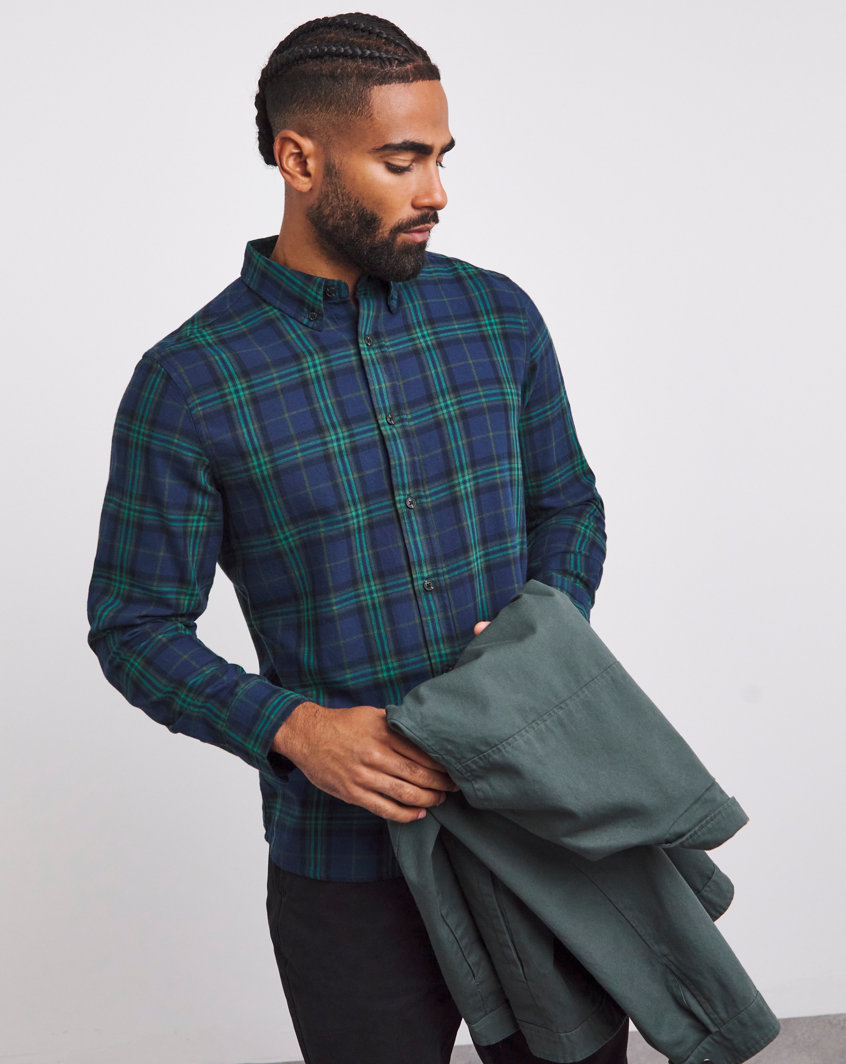 【U LAN】High Wrinkle Decky Check Shirt Shop Clinton Blue Check Shirt Online | 3 Wise Men AU