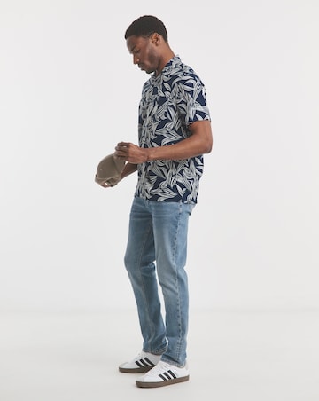 Short Sleeve Revere Collar Print Shirt