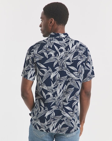 Short Sleeve Revere Collar Print Shirt