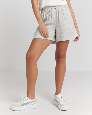 Stripe Tie Waist Linen Shorts