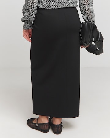 Black Zip Detail Ponte Stretch Midaxi Skirt