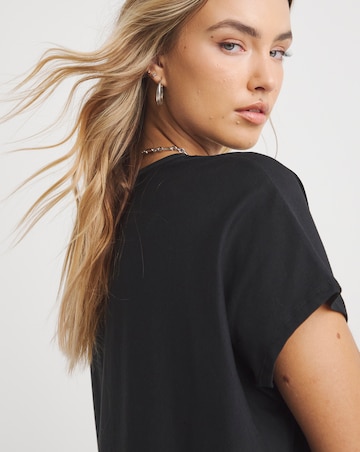 Black Oversized Slouchy Dip Back Tee
