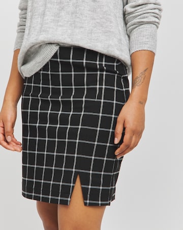 Mono Check Super Stretch Bengaline Split Mini Skirt