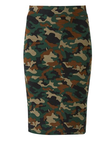 Camo Print Jersey Mini Tube Skirt