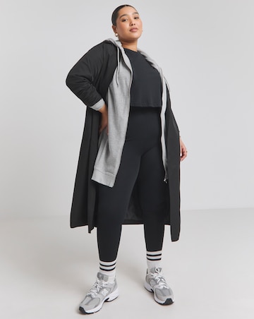 Basic Grey Marl Zip Through Tunic Hoodie