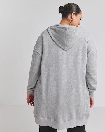 Basic Grey Marl Zip Through Tunic Hoodie