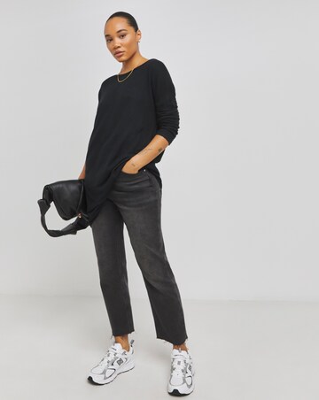 Black Soft Touch Cross Back Detail Longline Tunic