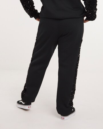 Black Sequin Stripe Joggers