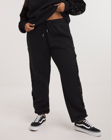 Black Sequin Stripe Joggers