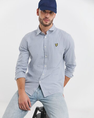 Lyle & Scott Long Sleeve Gingham Checked Shirt - Blue/ White