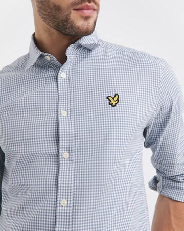 Lyle & Scott Long Sleeve Gingham Checked Shirt - Blue/ White