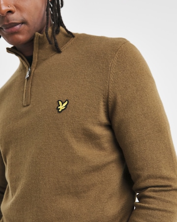Lyle & Scott Brown Cotton Merino 1/4 Zip Jumper