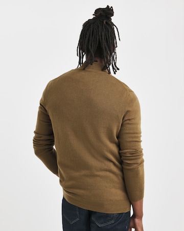 Lyle & Scott Brown Cotton Merino 1/4 Zip Jumper