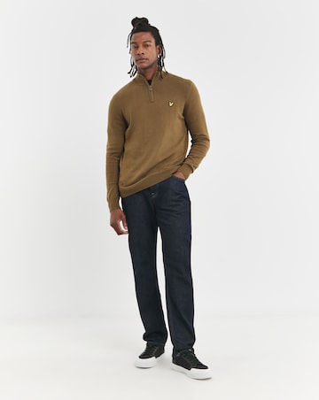 Lyle & Scott Brown Cotton Merino 1/4 Zip Jumper