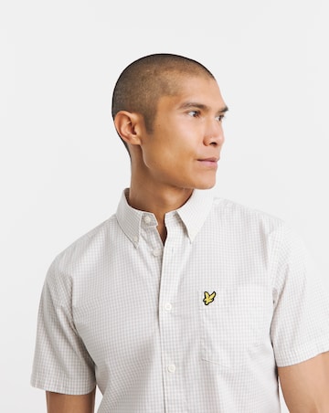 Lyle & Scott Short Sleeve Slim Fit Gingham Shirt - Cove/White