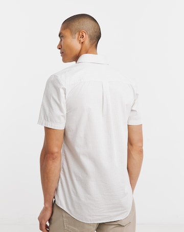 Lyle & Scott Short Sleeve Slim Fit Gingham Shirt - Cove/White
