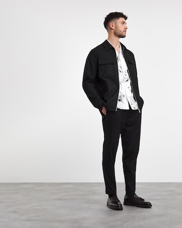 Mono Floral Print Cuban Collar Shirt