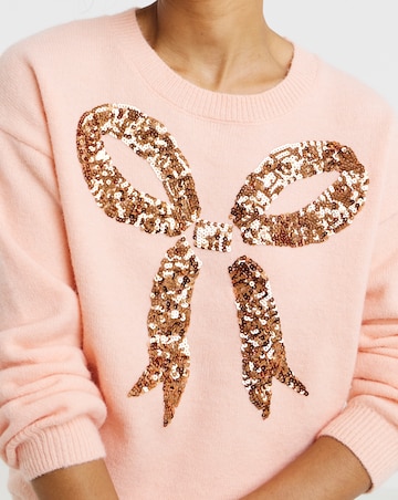 Blush Sequin Bow Jumper