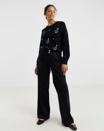 Black Sequin Tree Jumper