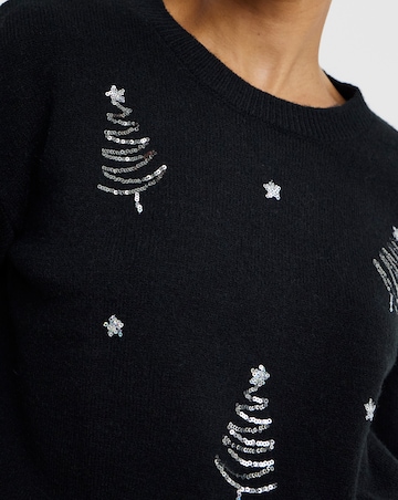 Black Sequin Tree Jumper