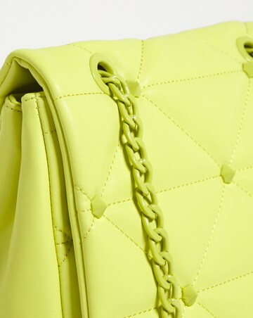 Lime Studded Quilted Chain Strap Bag