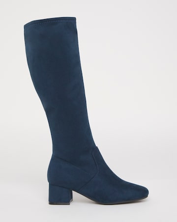 Claudia Block Heel Knee Boots - Extra Wide Fit (EEE) Super Curvy/Curvy Plus Calf
