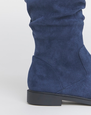 Pebble Knee High Ruched Boots - Wide Fit (E) & Standard Calf