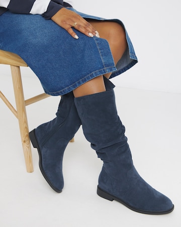 Pebble Knee High Ruched Boots - Wide Fit (E) & Standard Calf